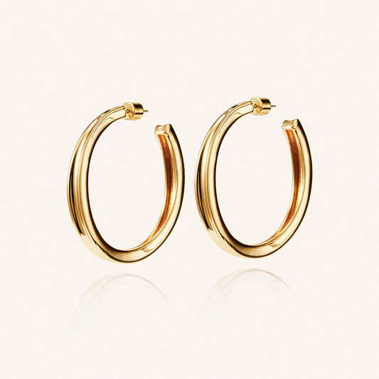 14K Gold Slim Doune Hoops