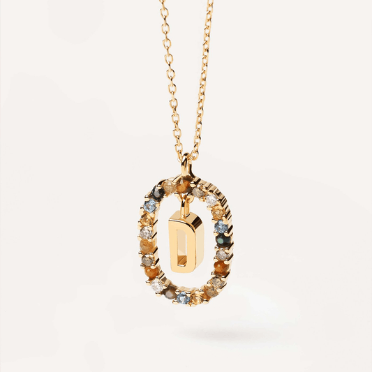 Letter D Oval Gem Pendant