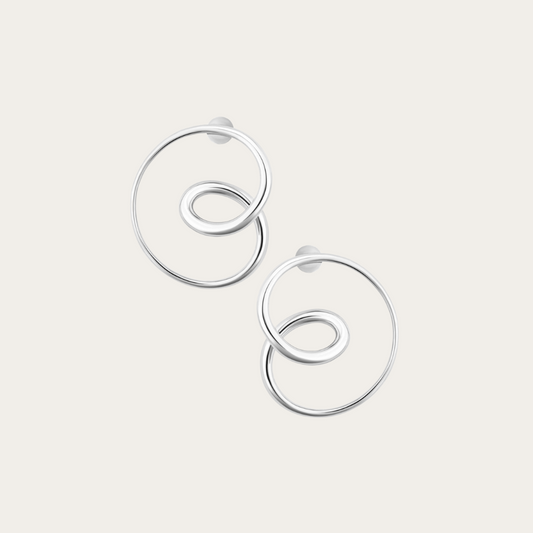 Swirly Mismatched Silver Hoops