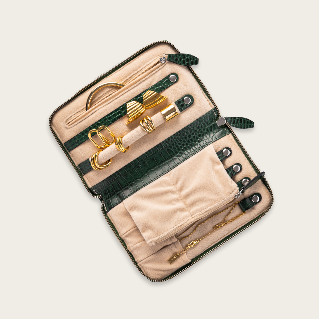 Forest Green Travel Jewelry Case