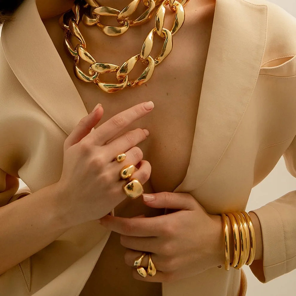 Bold Stacked Gold Bangles