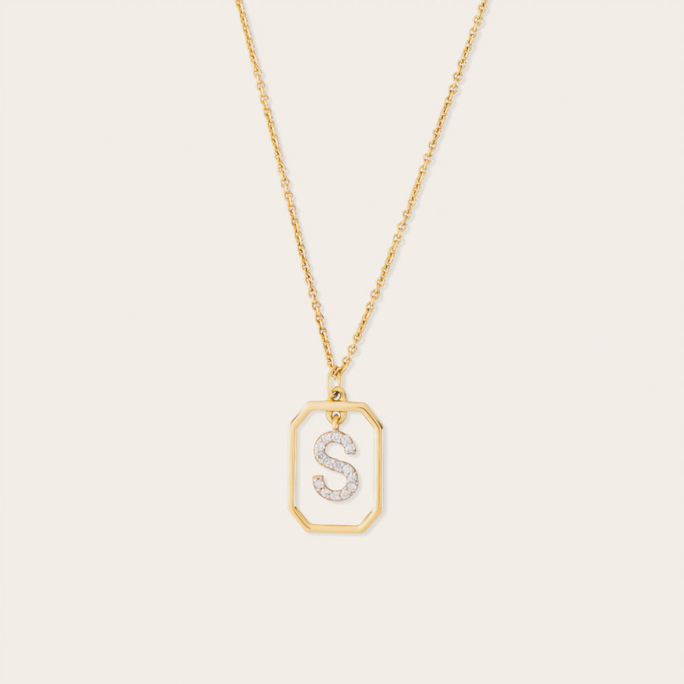 14K Gold Diamond Letter Pendants
