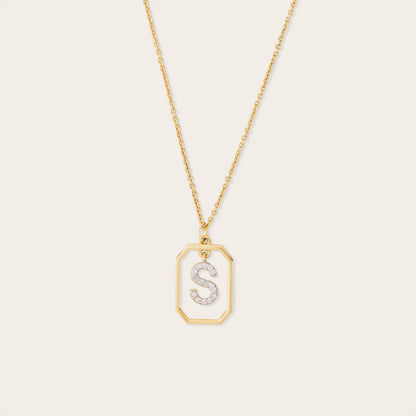 14K Gold Diamond Letter Pendants