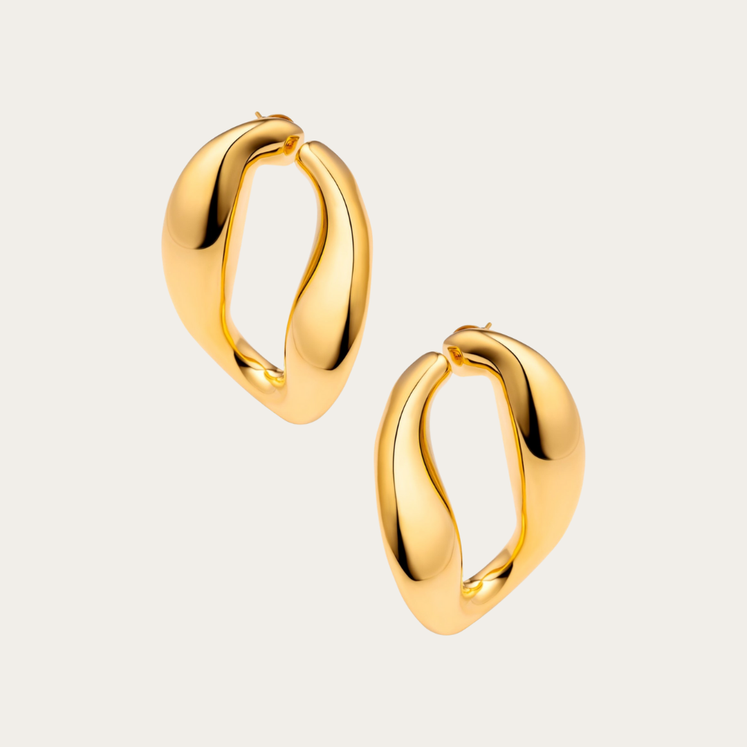 22K Gold Chunky Chain Hoops