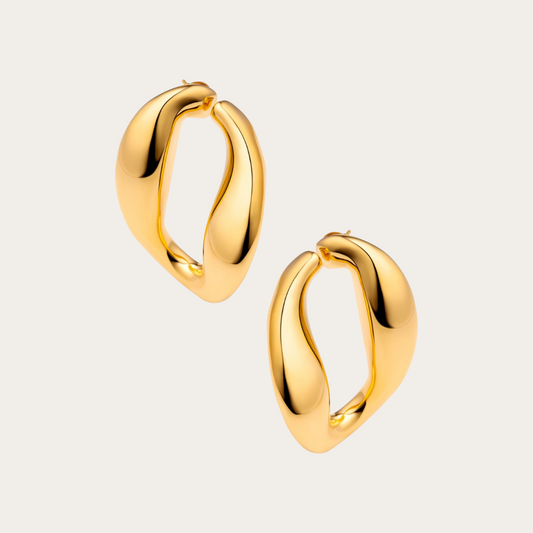 22K Gold Chunky Chain Hoops