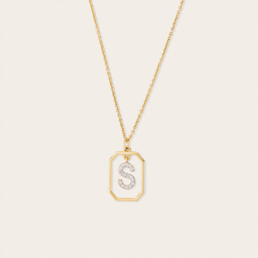 14K Gold Diamond Letter Pendants
