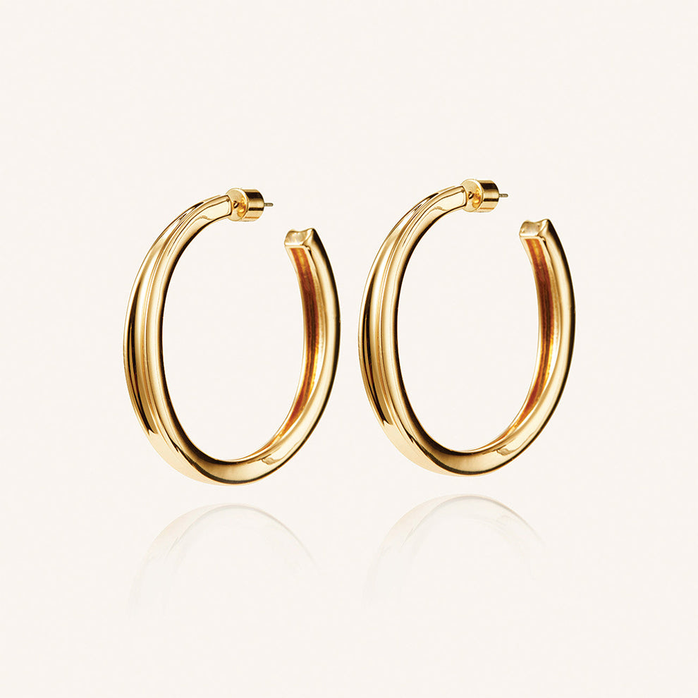 14K Gold Slim Doune Hoops