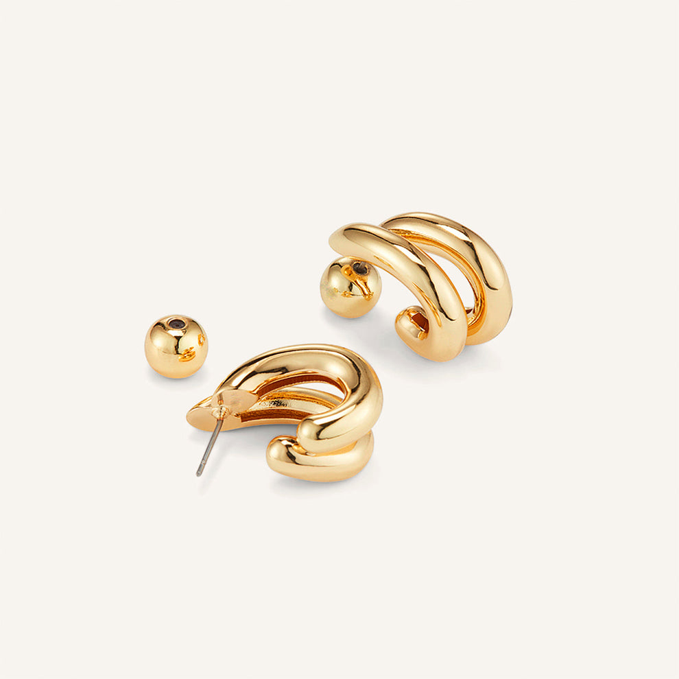 Gold Plated Florence Double Hoops