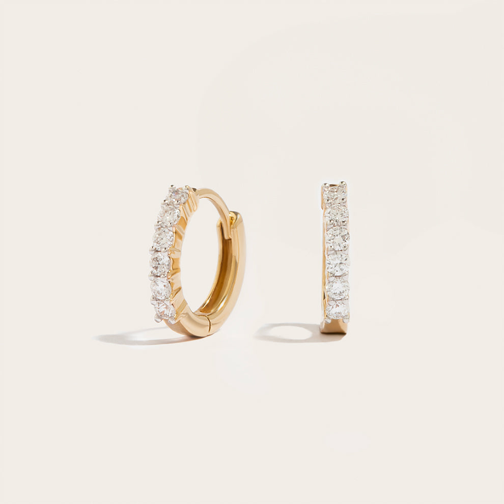 Gold Diamond Pave Huggie