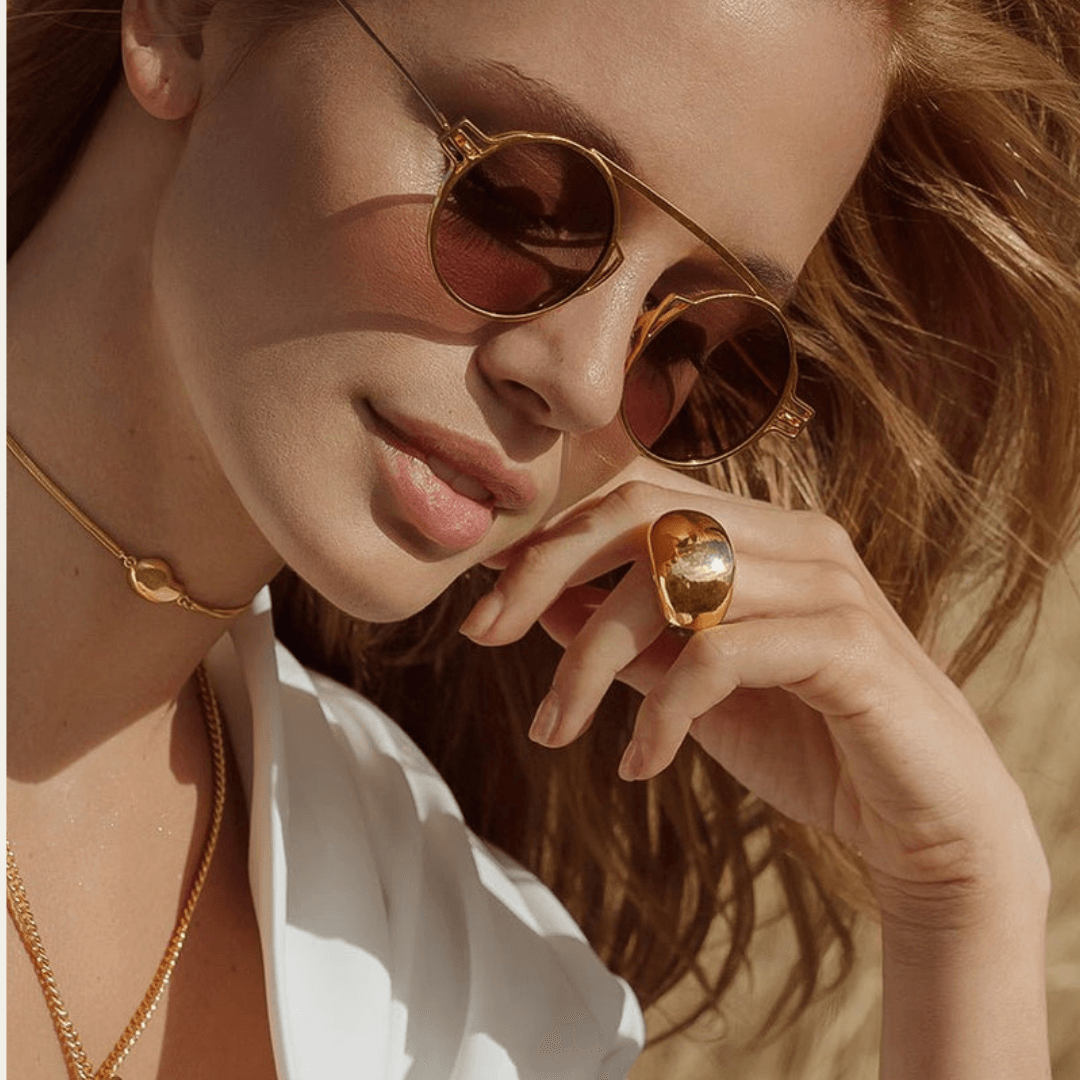 Golden Pebble Statement Ring