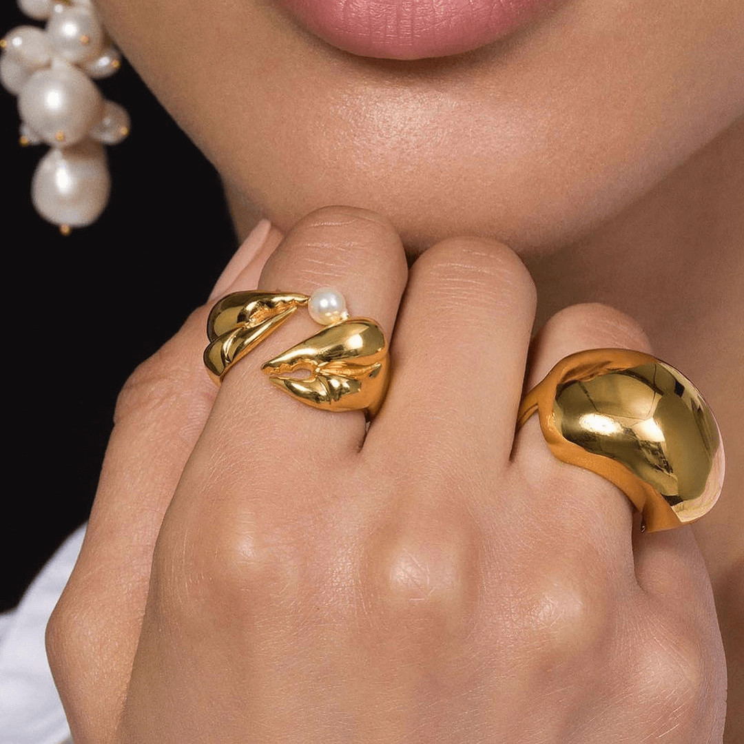 Golden Pebble Statement Ring