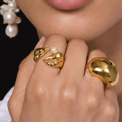 Golden Pebble Statement Ring