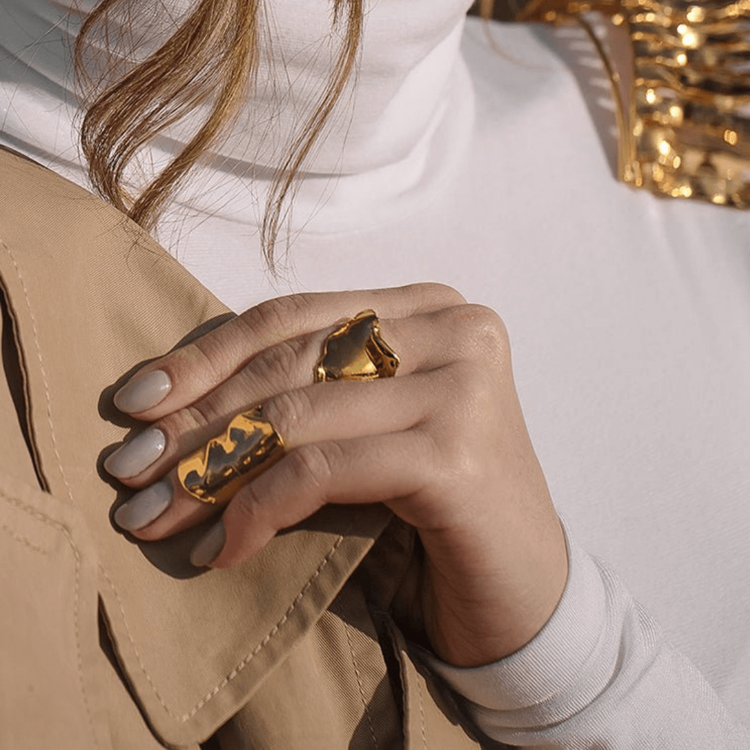 Textured Gold Flow Ring