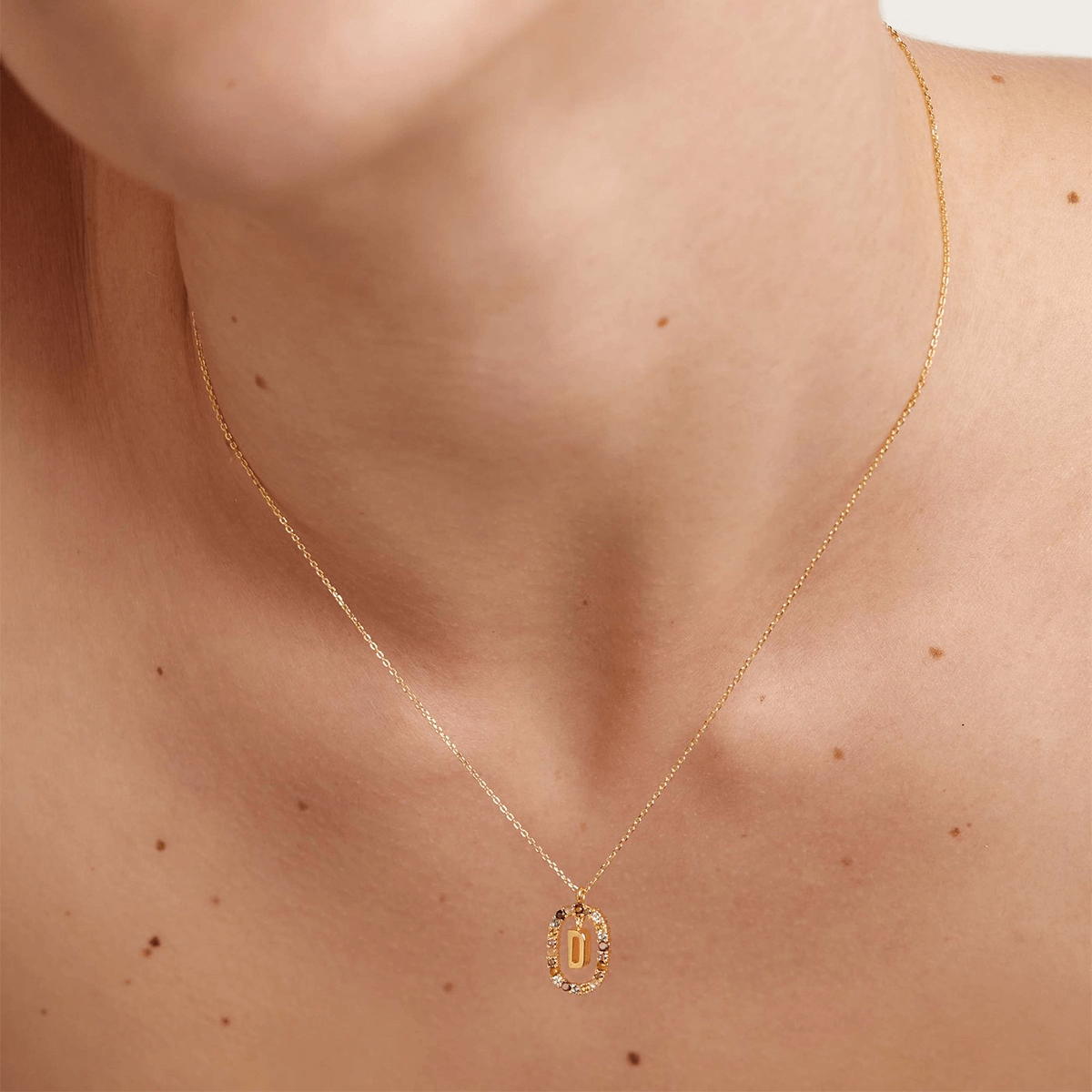 Letter D Oval Gem Pendant
