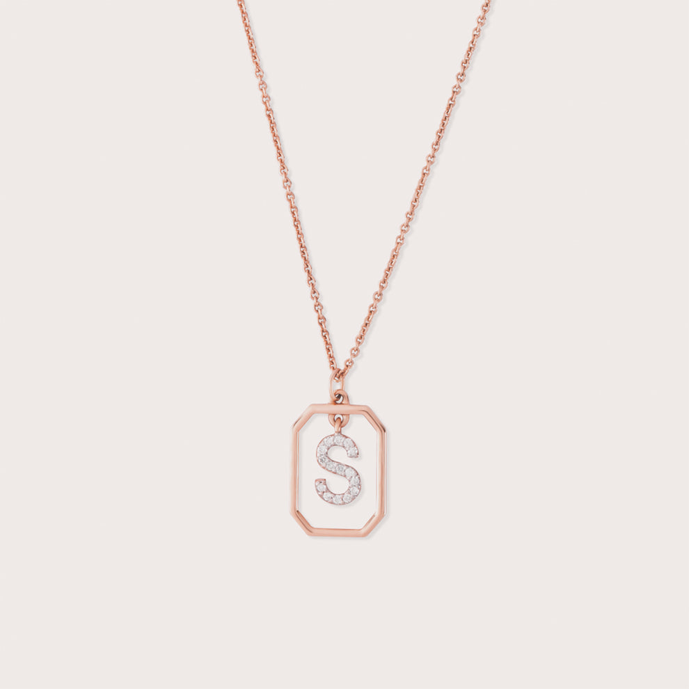 14K Gold Diamond Letter Pendants
