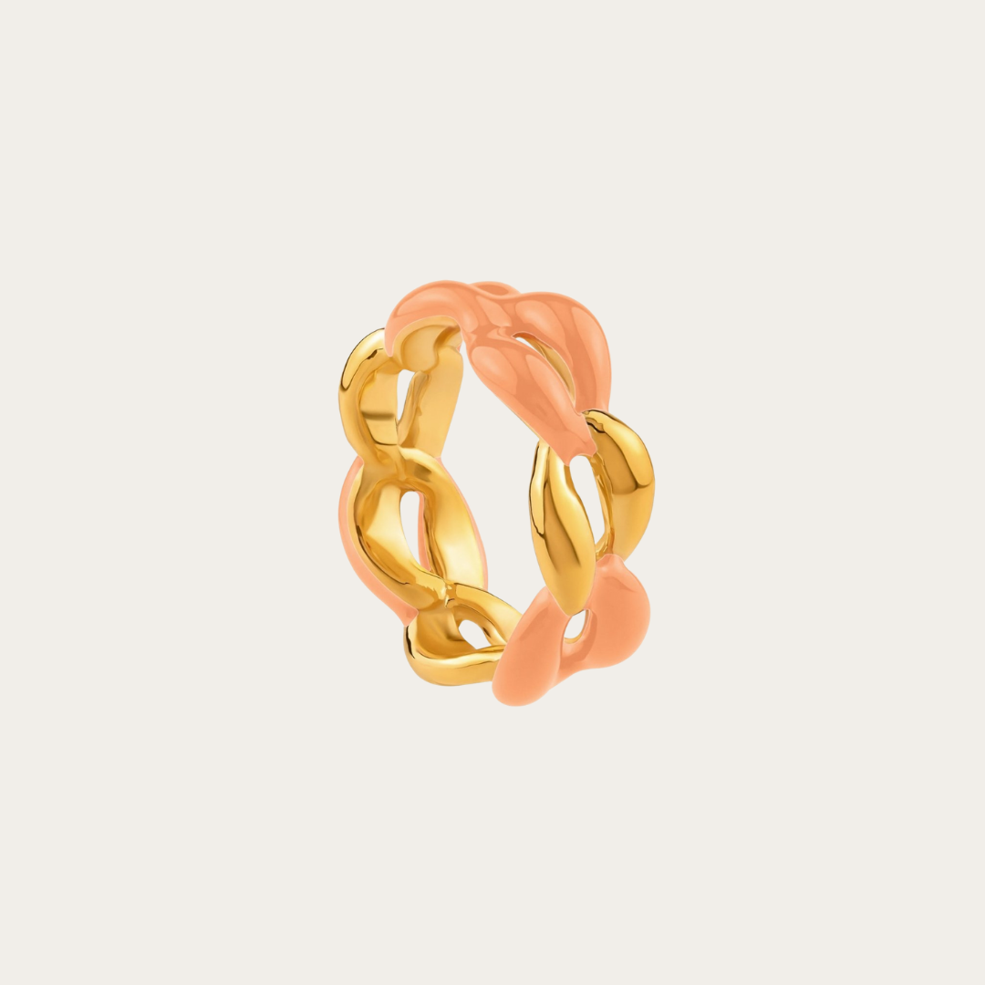 Gold Chain Link Enamel Ring