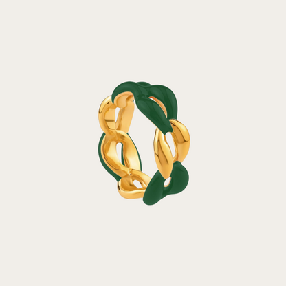 Gold Chain Link Enamel Ring