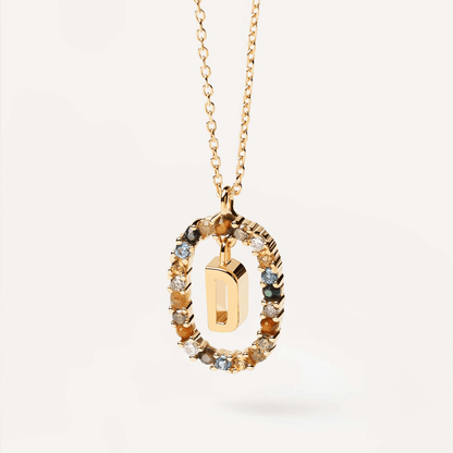 Letter D Oval Gem Pendant
