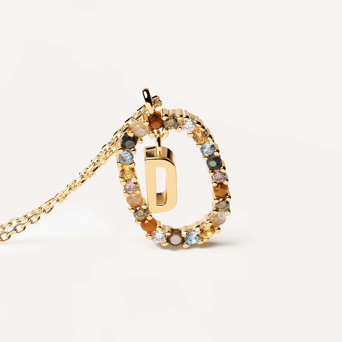 Letter D Oval Gem Pendant