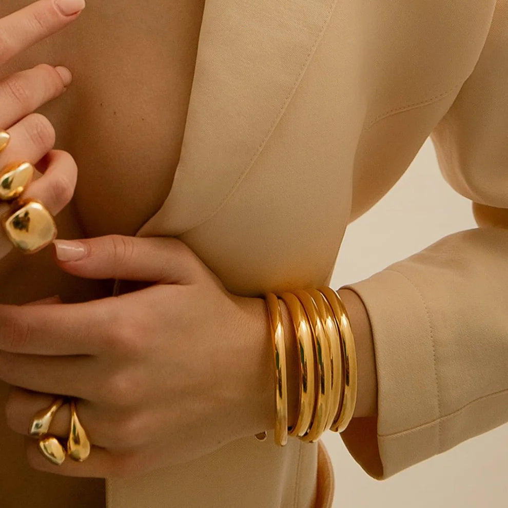 Bold Stacked Gold Bangles