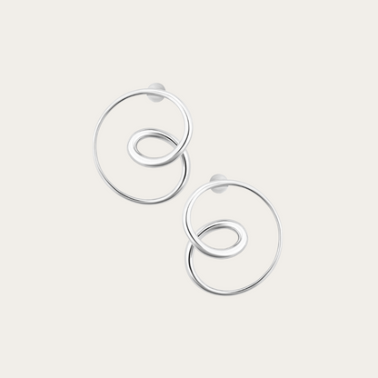 Swirly Mismatched Silver Hoops