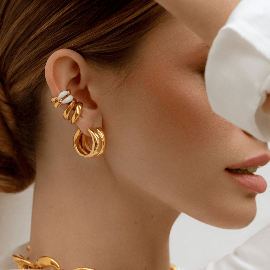22K Gold Chubby Hoops