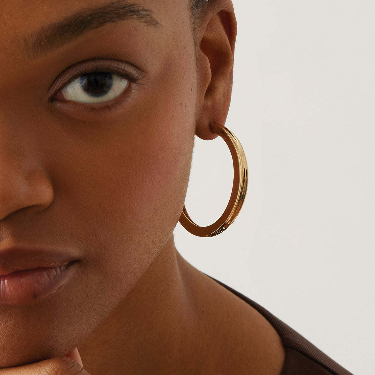 14K Gold Slim Doune Hoops