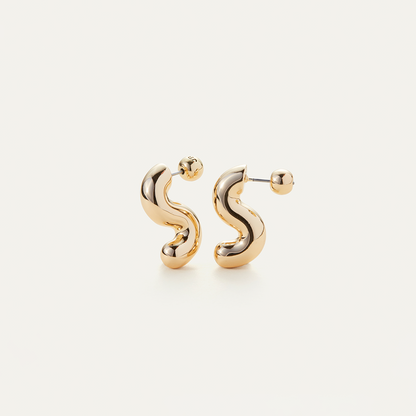 14K Gold Mini S-curve Earrings