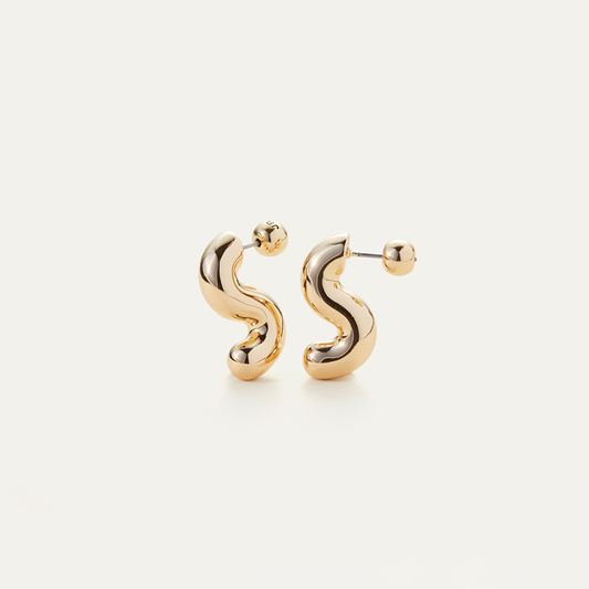 14K Gold Mini S-curve Earrings