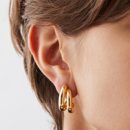 Gold Plated Florence Double Hoops