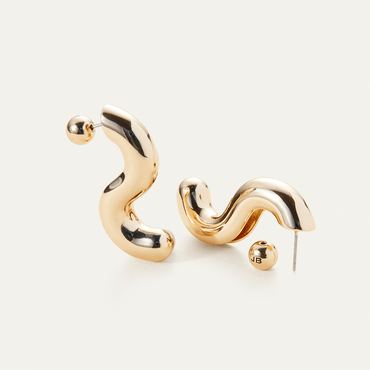 14K Gold Wave Earrings