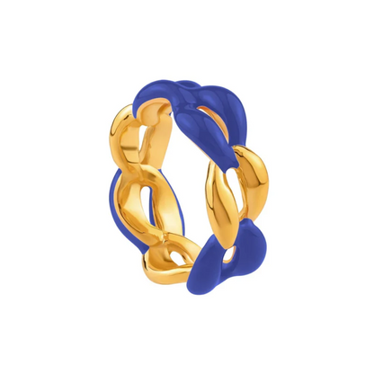 Gold Chain Link Enamel Ring