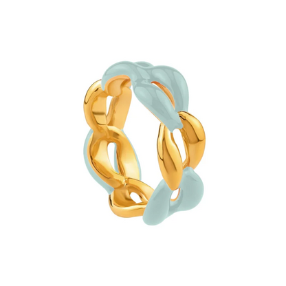 Gold Chain Link Enamel Ring