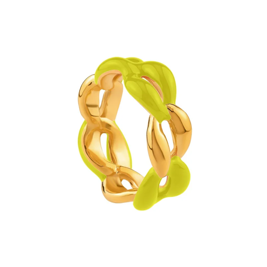 Gold Chain Link Enamel Ring
