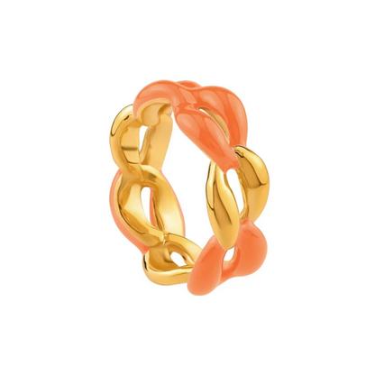 Gold Chain Link Enamel Ring