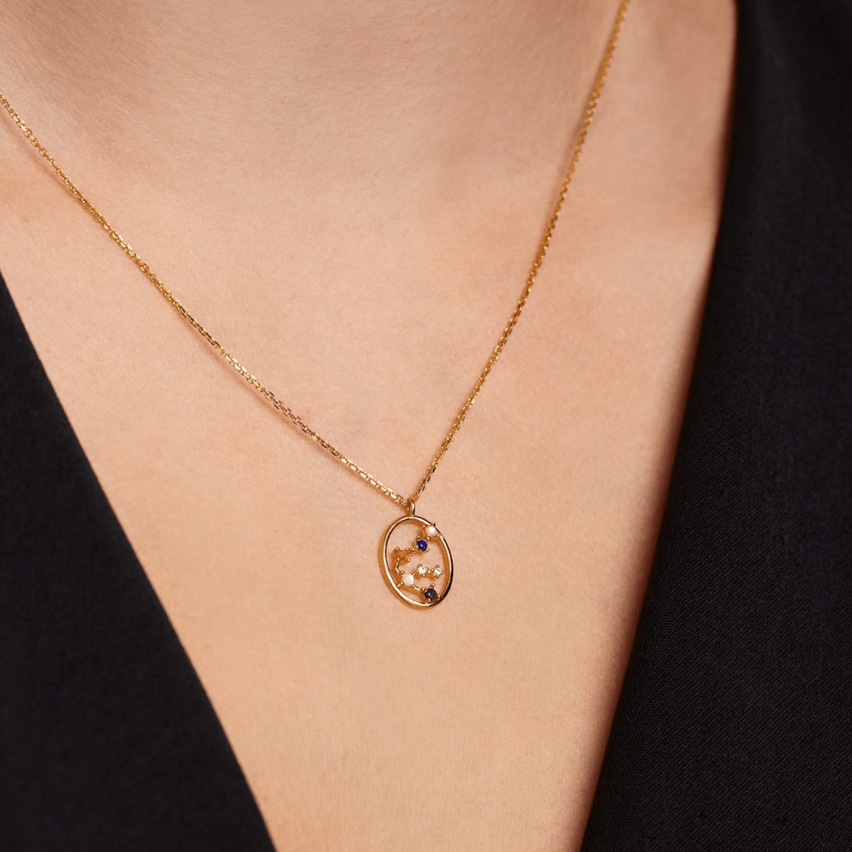 Aquarius Oval Gemstone Pendant