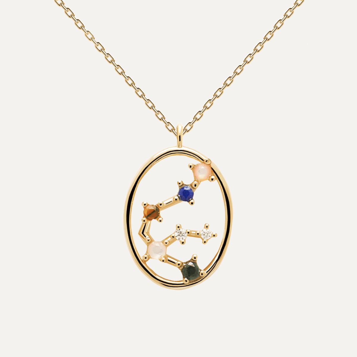 Aquarius Oval Gemstone Pendant
