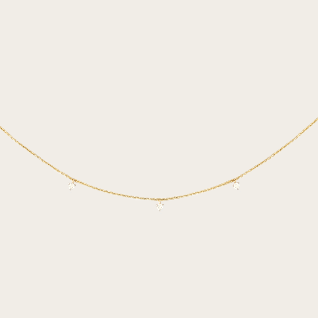 Gold Tri-diamond Necklace