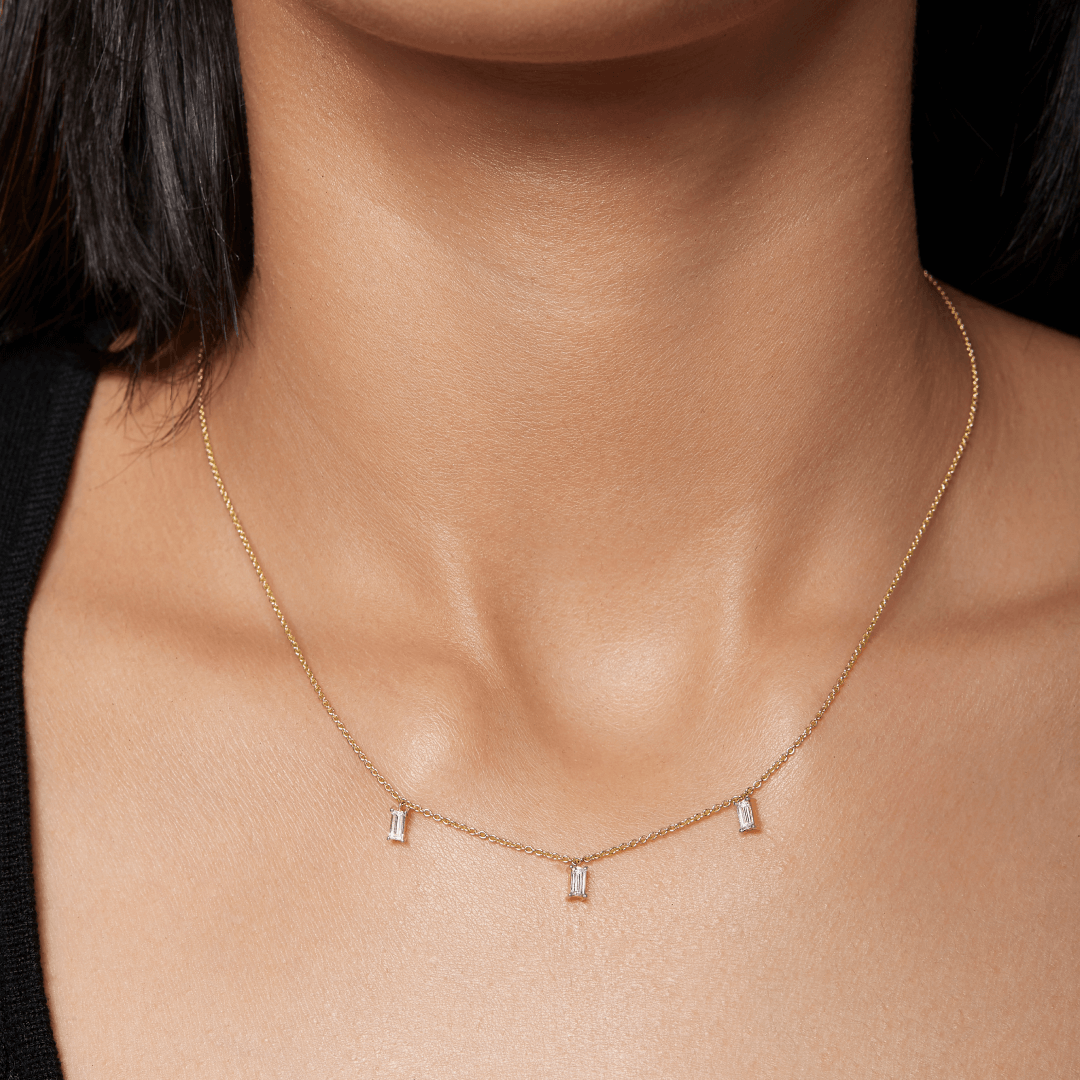 Gold Baguette Diamond Necklace