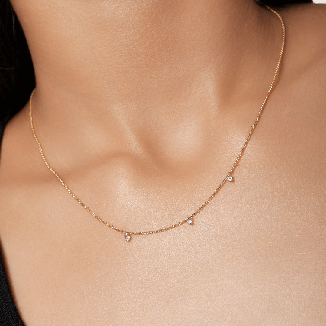 Gold Tri-diamond Necklace