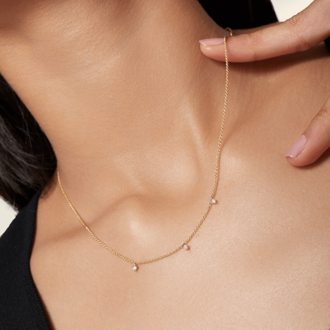Gold Tri-diamond Necklace
