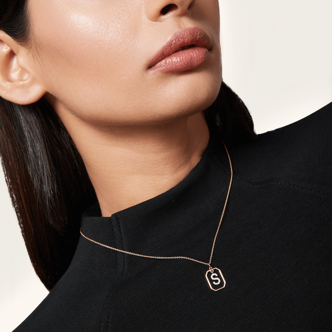 14K Gold Diamond Letter Pendants