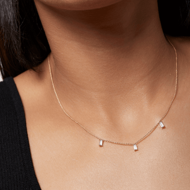 Gold Baguette Diamond Necklace