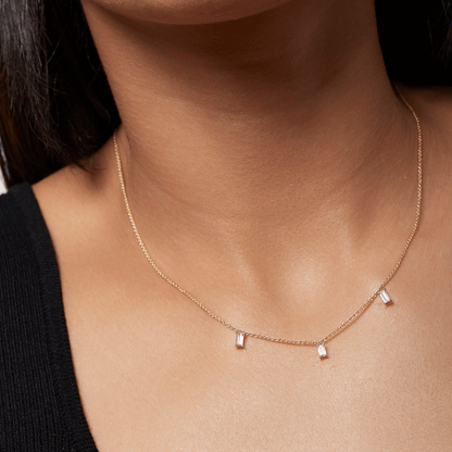 Gold Baguette Diamond Necklace