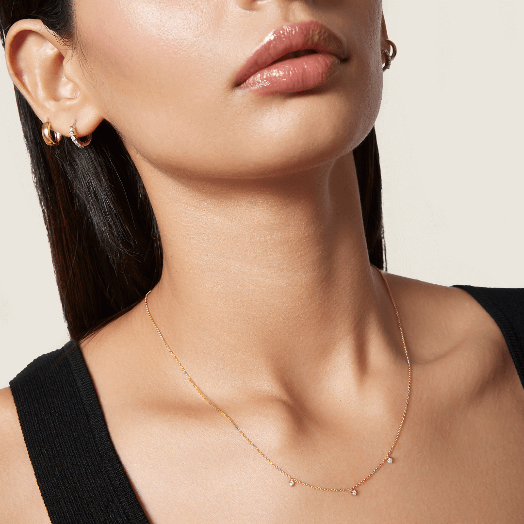 Gold Tri-diamond Necklace