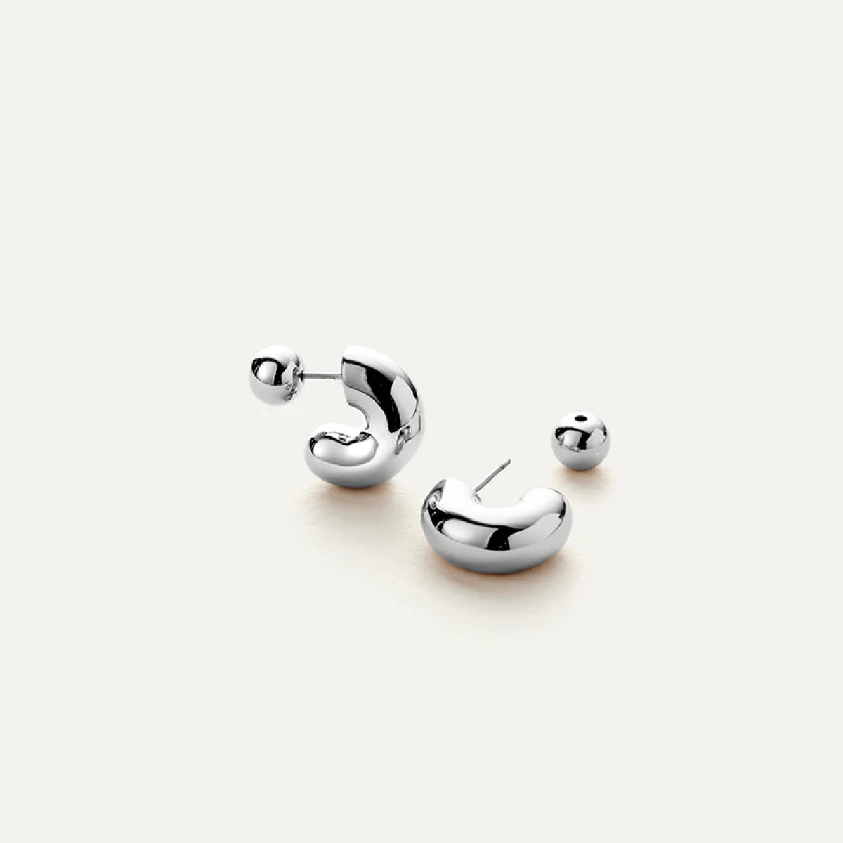 Rhodium Silver Hoop Huggies