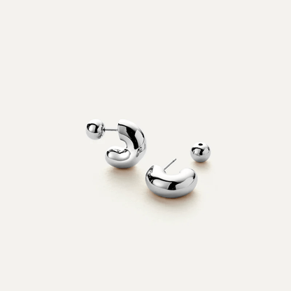 Rhodium Silver Hoop Huggies