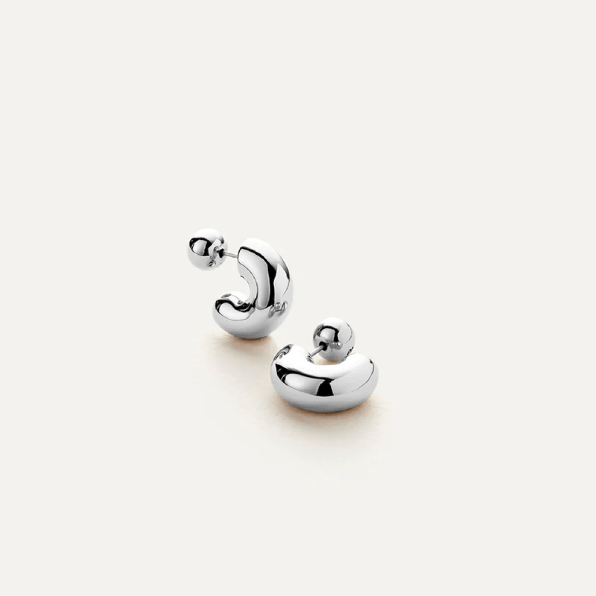 Rhodium Silver Hoop Huggies