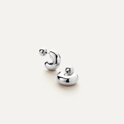 Rhodium Silver Hoop Huggies
