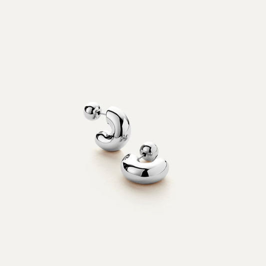 Rhodium Silver Hoop Huggies
